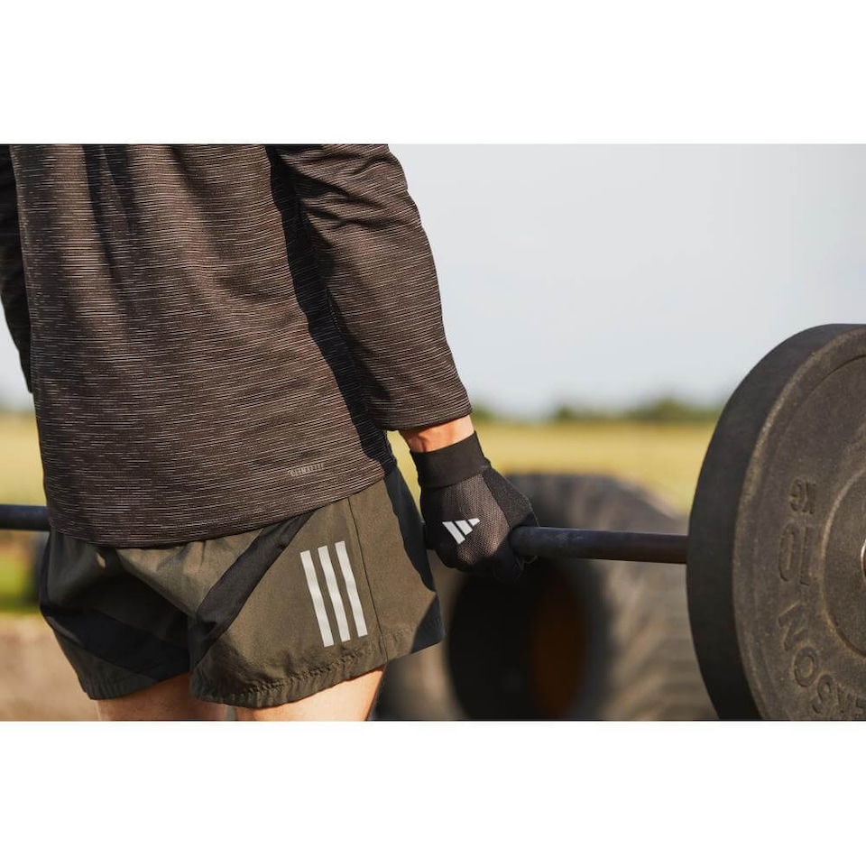 image 1 of Adidas Full Finger Essential Gloves — Black, Aeroready Weightlifting Gloves, Touchscreen-Compatible | Black | Black | M