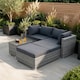 image 1 of 5 Piece Modular Outdoor Garden Set Corner Chairs Padded Seats Garden Furniture