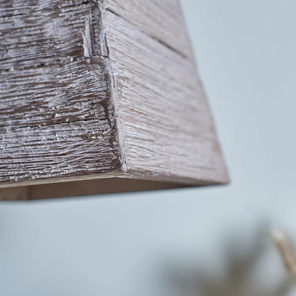 image 1 of ValueLights Bodhi Natural Wood Square Ceiling Pendant and Bulb