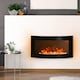 image 2 of HOMCOM Led Wall Mounted Fireplace Curved Glass Electric Fire Place Fire Place 7 Colour Side Lights Slimline, 10002000W, 89.2cm  48cm
