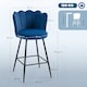 image 5 of HOMCOM Bar Stools Set of 2, Modern Velvet-Feel Barstools with Petal Backrest and Footrest, Upholstered Breakfast Bar Chairs with Metal Legs for Kitchen Island Counter, Dining Room, Dark Blue | Blue | Dark Blue | 2