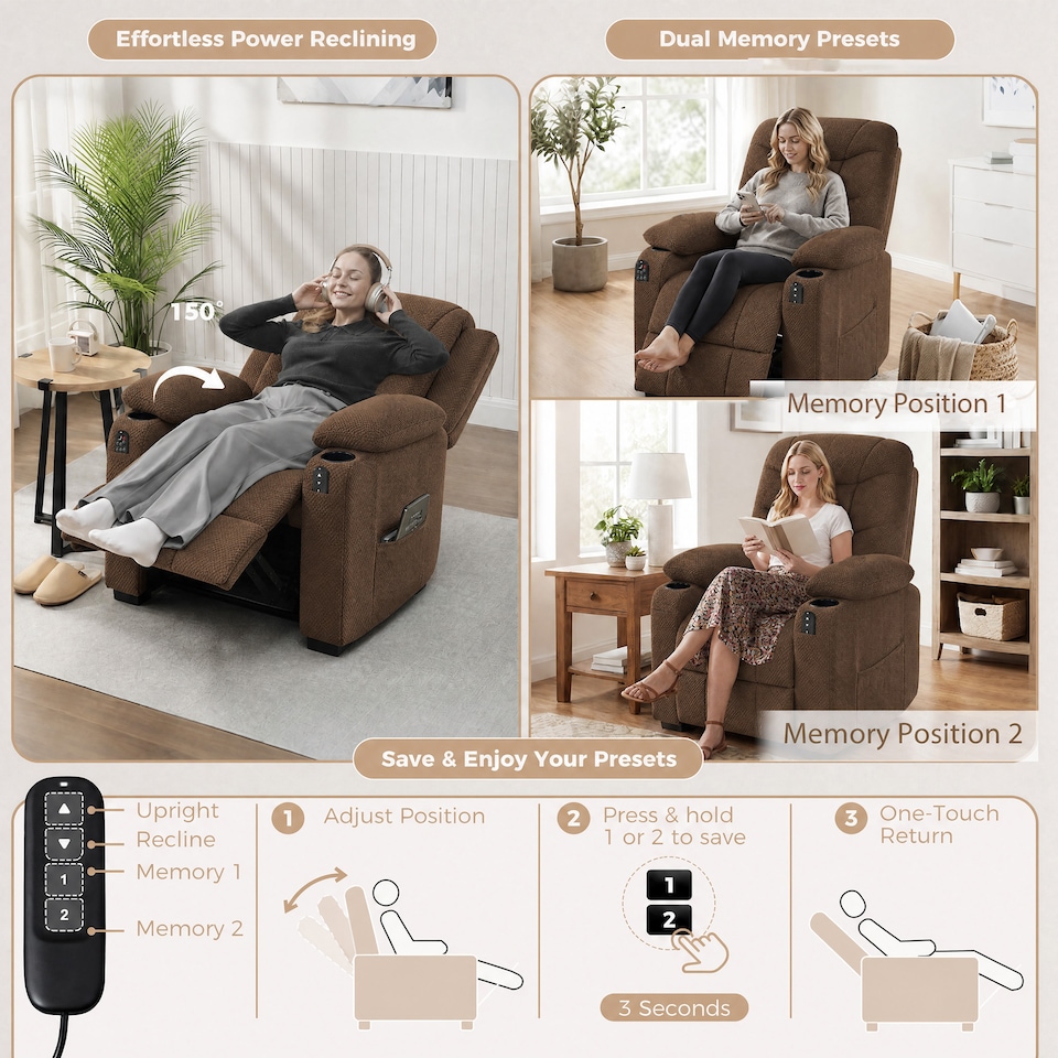 image 1 of HOMCOM Electric Massage Recliner Armchair with Heat, Reclining Chair, Brown | Brown