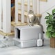image 8 of PawHut Stainless Steel Cat Litter Box with Removable Lid, Scoop Grey | One Size