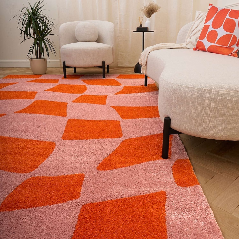 image 1 of The Rugs Joli Collection Chequered Soft and Dense Pile Living Room and Bedroom Floor Rug