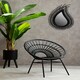 image 2 of Interiors by Premier Natural Rattan Black Round Petal Chair with Black Metal Legs, Rattan Dining Chair, Rattan Lounge Chair Black