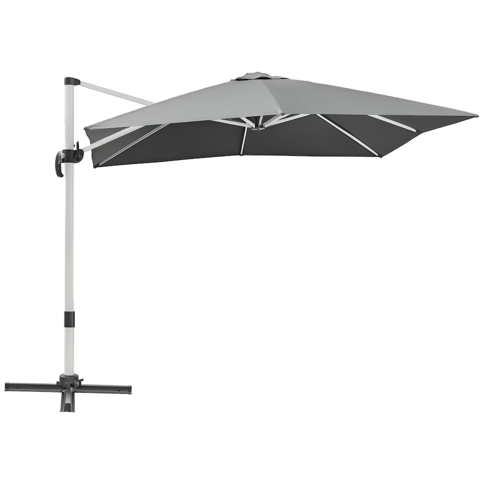 image 1 of Outsunny 3 x 3(m) Cantilever Roma Parasol Garden Umbrella with Cross Base Grey
