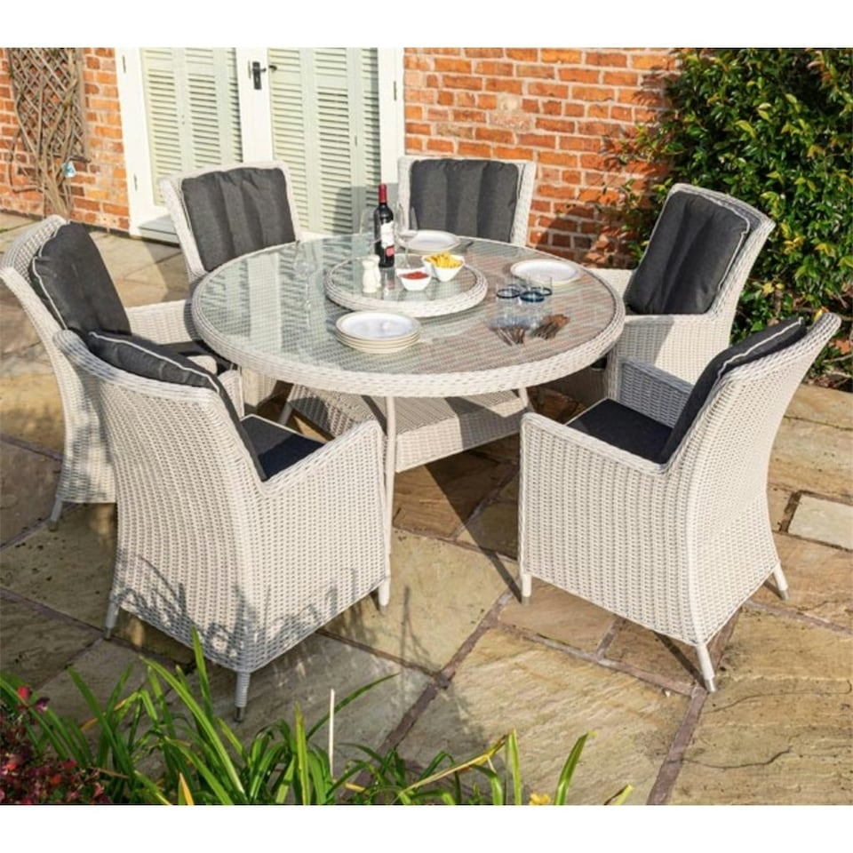 image 1 of 6 Seater Natural Putty Grey Weave Garden Dining Set