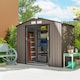 image 2 of Outsunny 7 x 4ft Metal Garden Shed, Outdoor Storage Tool House with Ventilation Slots, Foundation Kit and Lockable Double Doors, Brown