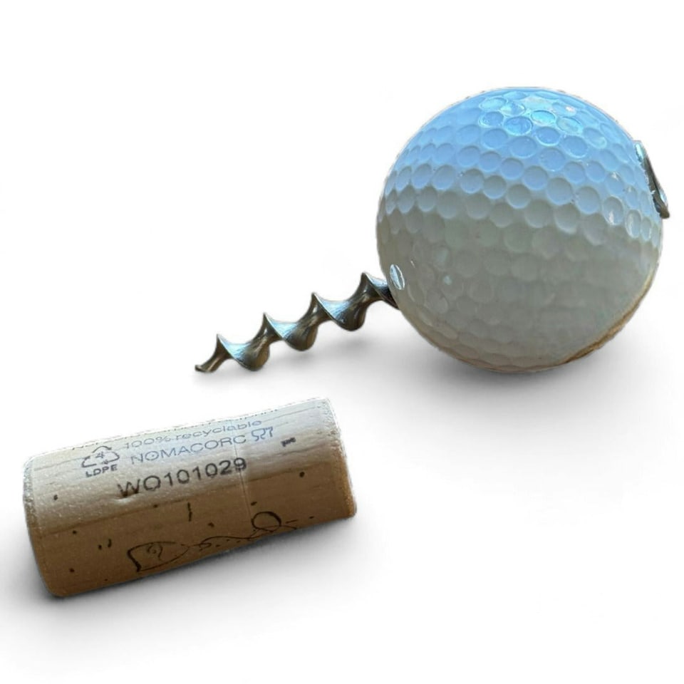 image 1 of Reclaimed Golf Ball Wine Opener Corkscrew ? A Unique Gift for Golf and Wine Lovers