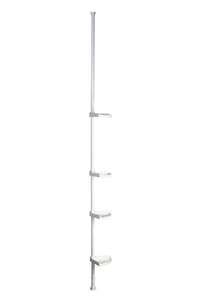 image 1 of Orsina Telescopic Storage 4 Tier Corner Shelf, Shower Storage Rack With Slatted Shelves,  Bathroom Organizer Shelf