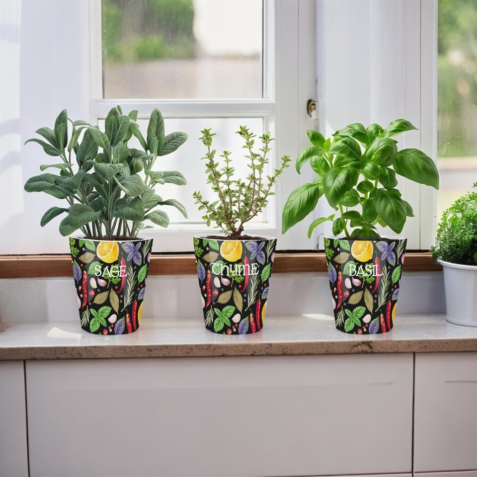 image 1 of Vibrant Herbs Small Ceramic Parsley Plant Pot