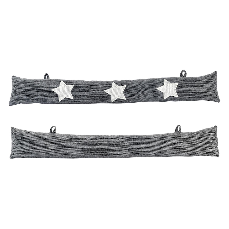 image 1 of Nicola Spring Mismatched Herringbone Draught Excluder Set - 78.5cm - Star - Pack of 2