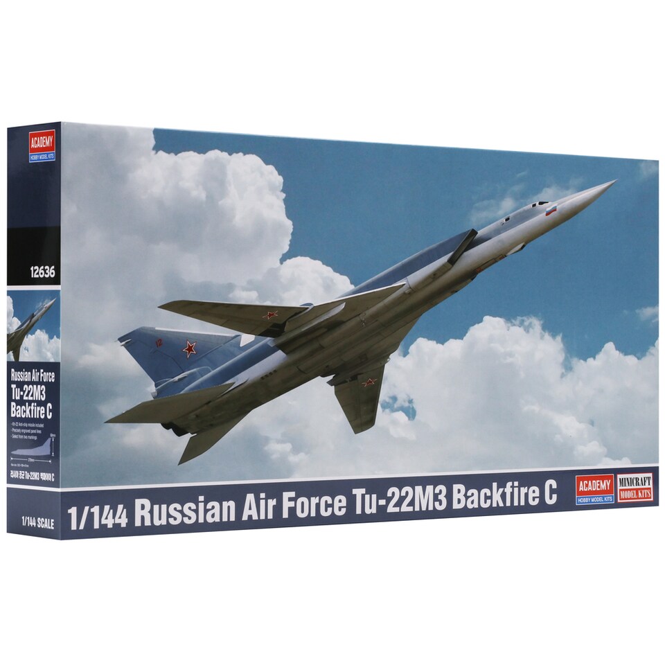 image 1 of Academy Russian Air Force Tu-22M3 Backfire C Model Kit Scale 1-144