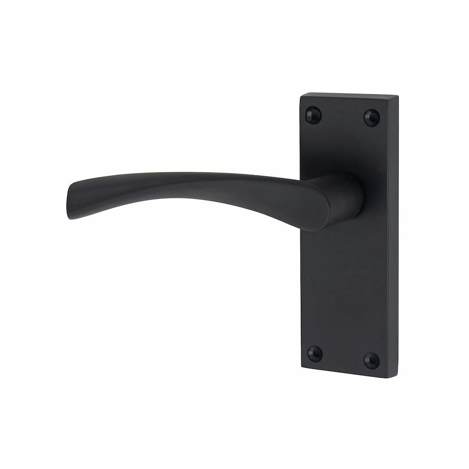 image 1 of Golden Grace 6 Pairs Victorian Scroll Astrid Door Handles Latch in Matt Black Finish - 120mm x 40mm Backplate Black