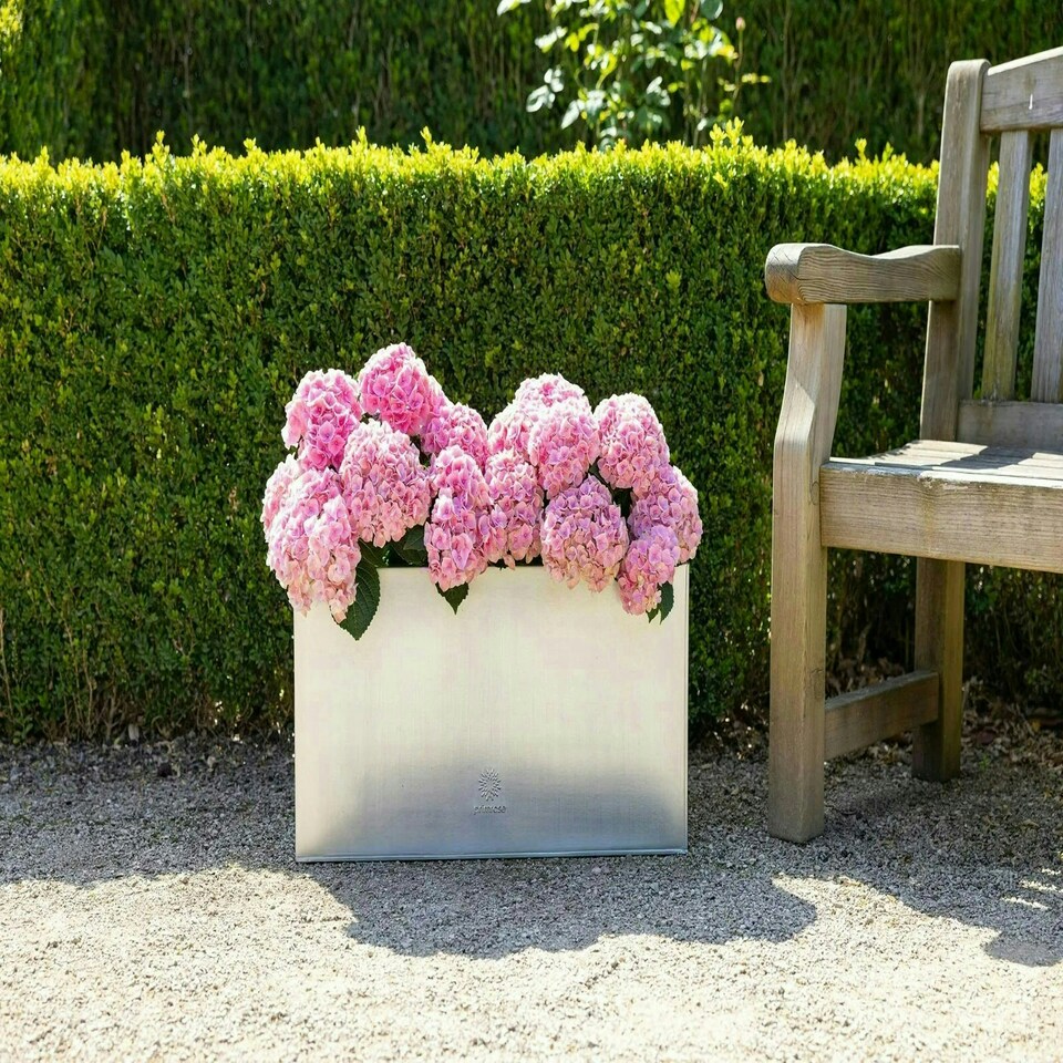 image 1 of Primrose Zinc Galvanised Rectangular Silver Rectangular Planter 64cm x 32cm