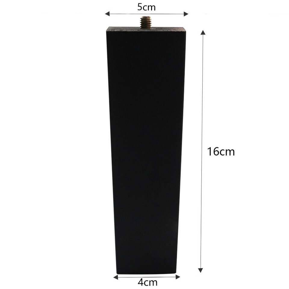 image 1 of Living and Home 4 Pieces Square Oak Wood Furniture Legs Chair Sofa Feet Replacement - 16cm Black