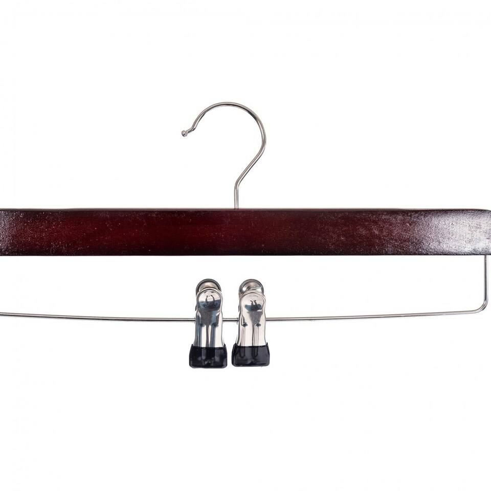 image 1 of Oypla Pack of 10 Brown Wooden Clothes Garment Coat Skirt Trouser Hangers