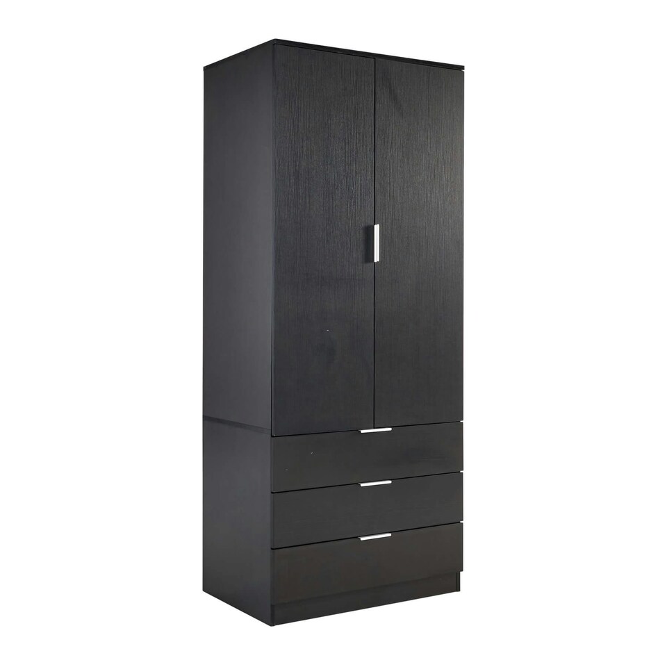 image 1 of Wardrobe 2 Door 3 Drawers Bedroom Home Furniture Clothing Storage Shelf Brown