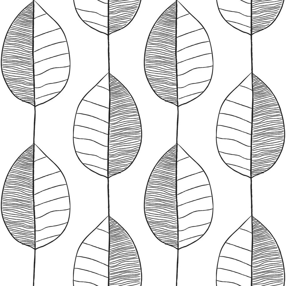 image 1 of Fika Leaf Wallpaper in Black and White Multi