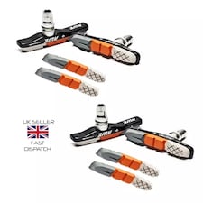AWE Set x 2 Triple V Brake Blocks/Pads Alloy Cassette Grey/Orange/White 72mm SPARE PADS