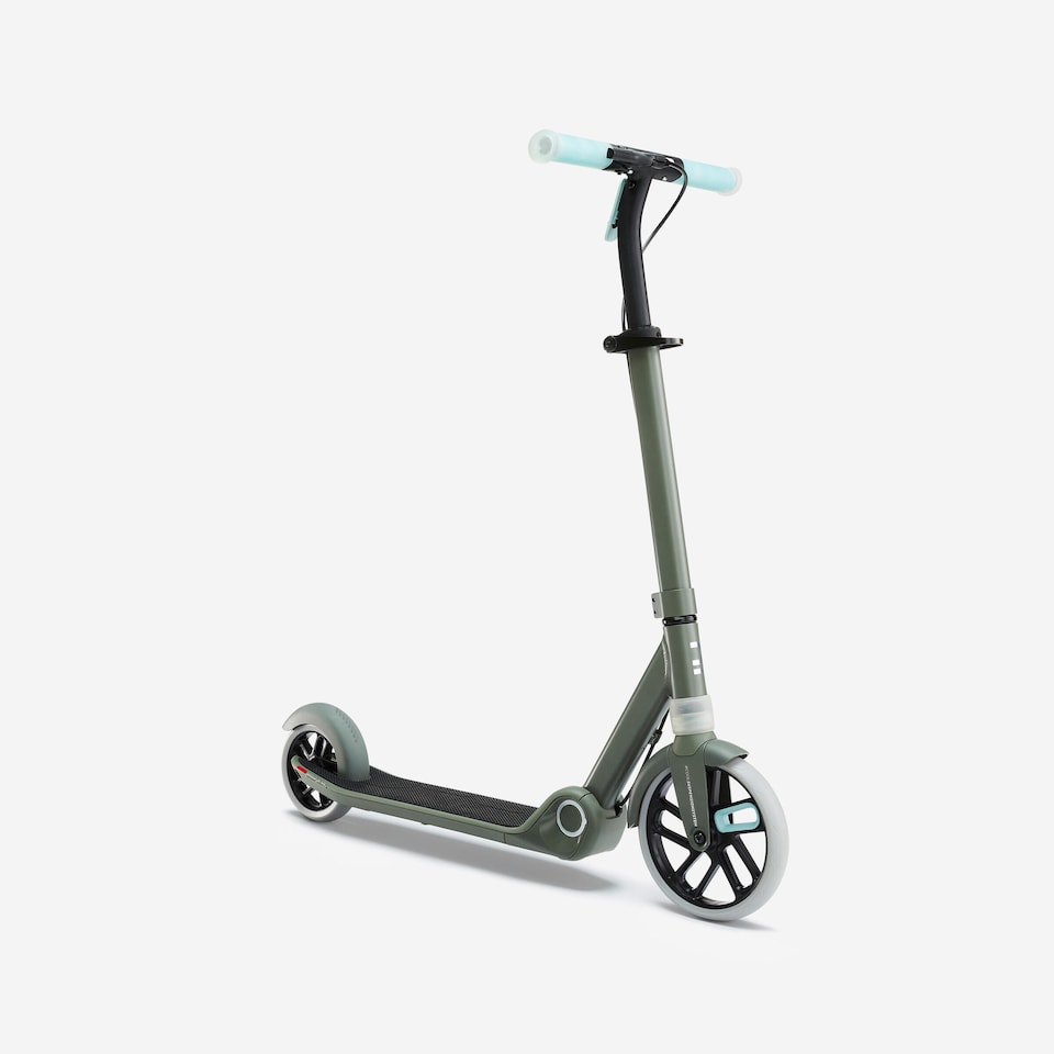 image 1 of Decathlon Kids' Scooter M900 - Khaki Green/Light Blue Accents