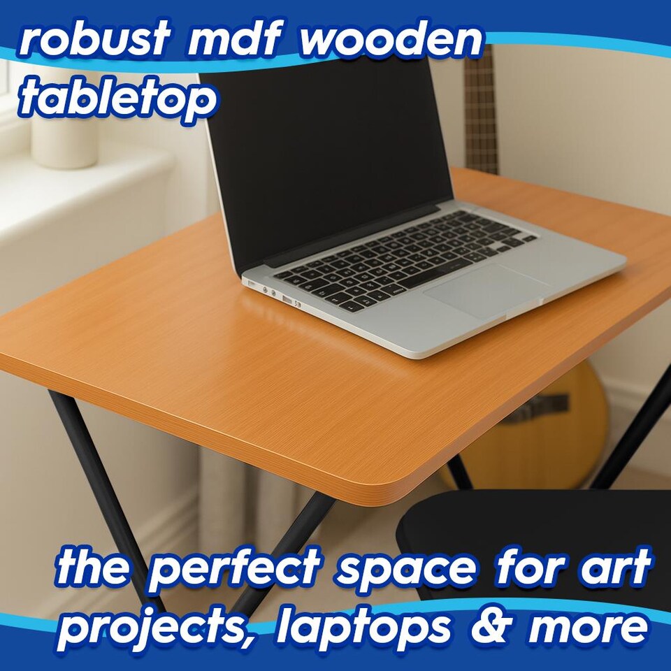 image 1 of Harbour Housewares Wooden Folding Desk - 80cm - Brown/Black | Brown | Brown