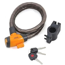 Sport Direct Bike/E-Bike Heavy Duty Armoured Steel Cable Lock with Free LED Key 15mm x 85cm Black