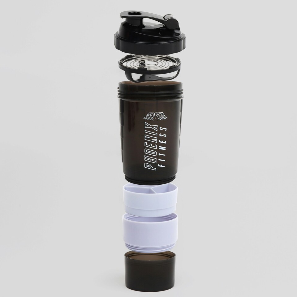 image 1 of Phoenix Fitness Compartment Protein Shaker Bottle - Slate
