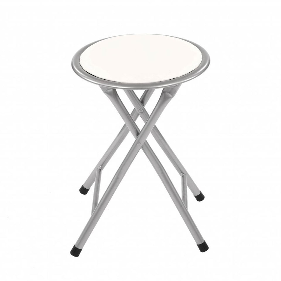 image 1 of White Padded Folding Breakfast Kitchen Bar Stool Seat | White