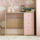 image 4 of Junior Vida Neptune 3 Drawer Desk Computer Desk Home Workstation, Pink & Oak