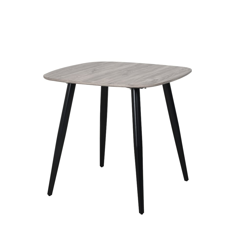 image 1 of Aspen Grey Oak Effect 80cm Square Dining Table with 2 Moulded Curve Design Chairs - Compact Kitchen and Dining Set | Grey | Grey Oak Effect | One Size | 1