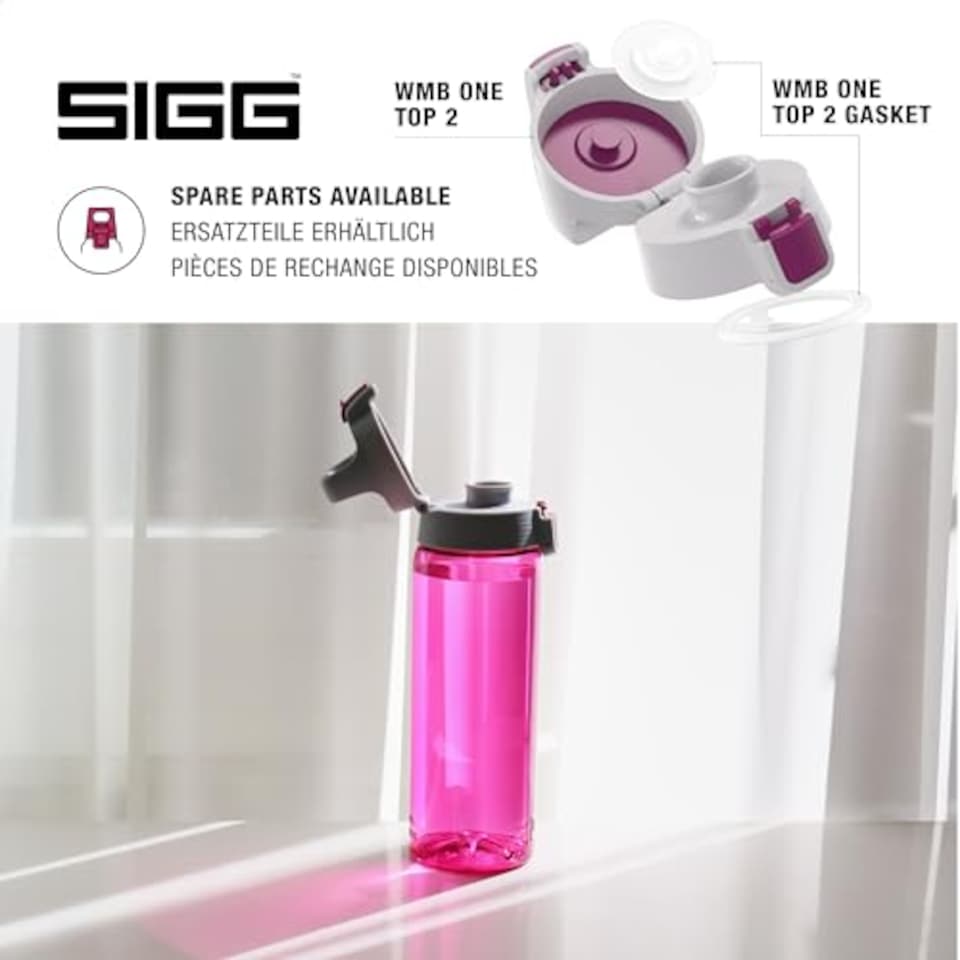 image 1 of Sigg - Tritan Water Bottle - Total Color One Berry - Suitable For Carbonated Beverages - Dishwasher Safe - Leakproof - Featherweight Bpa Free - 0.6L
