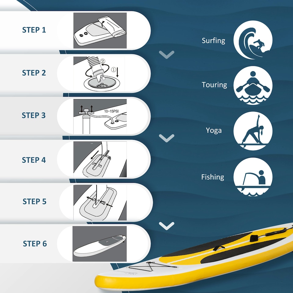 image 1 of Outsunny 10Ft Inflatable Paddle Stand Up Board, Adjustable Paddle Non-Slip Deck White