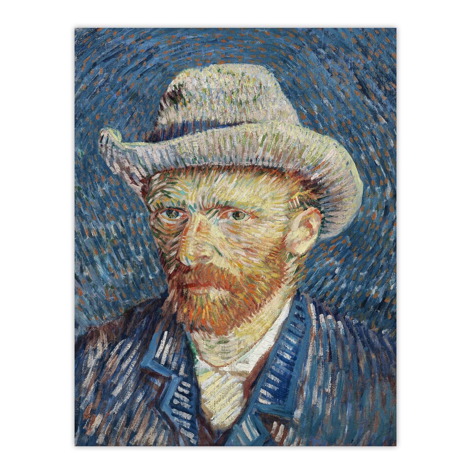 image 1 of Self Portrait Grey Felt Hat Van Gogh Vintage Huge Wall Art Print 18X24 In