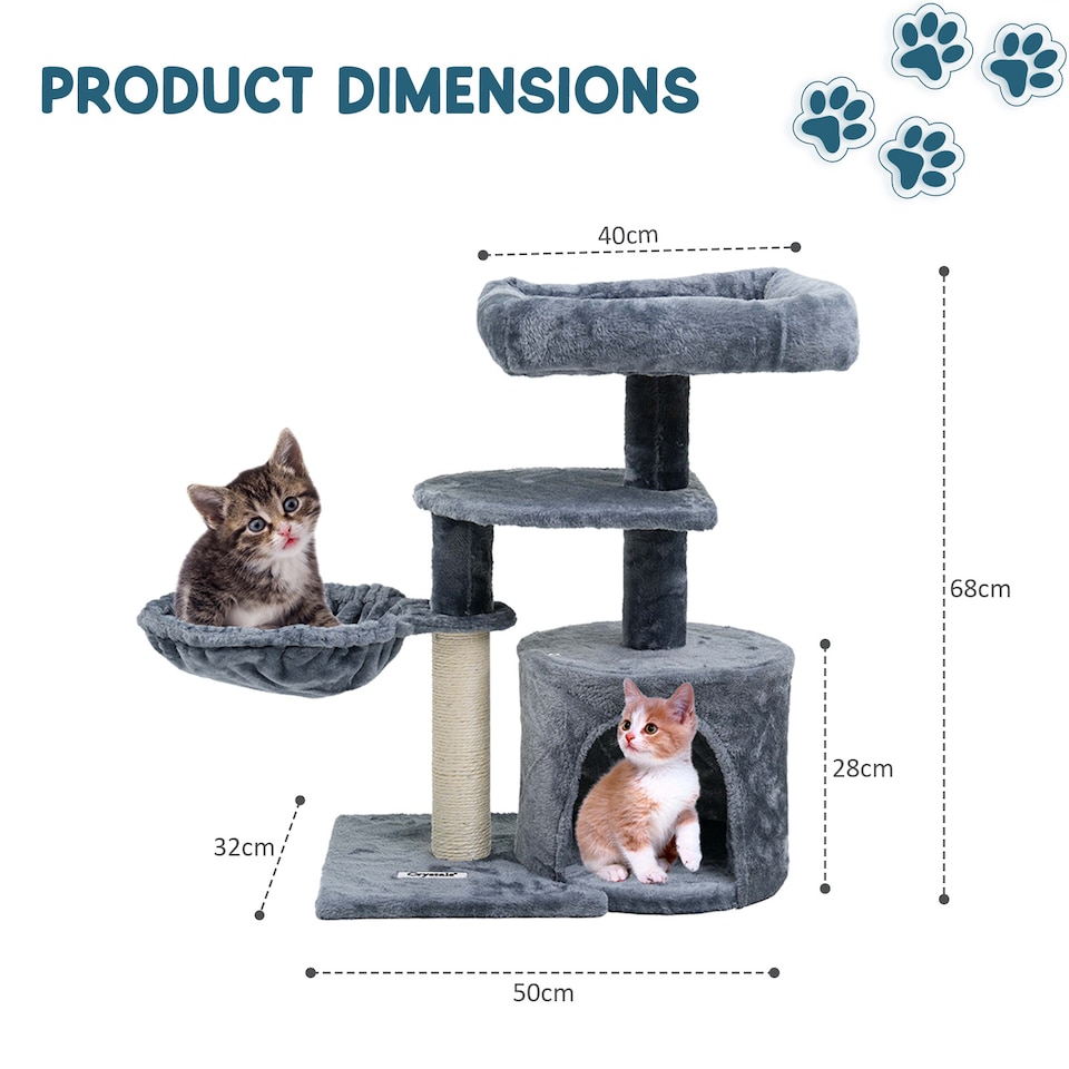 image 1 of Cat Tree Scratching Post Large Multilevel Climbing Tower Activity Centre, Grey