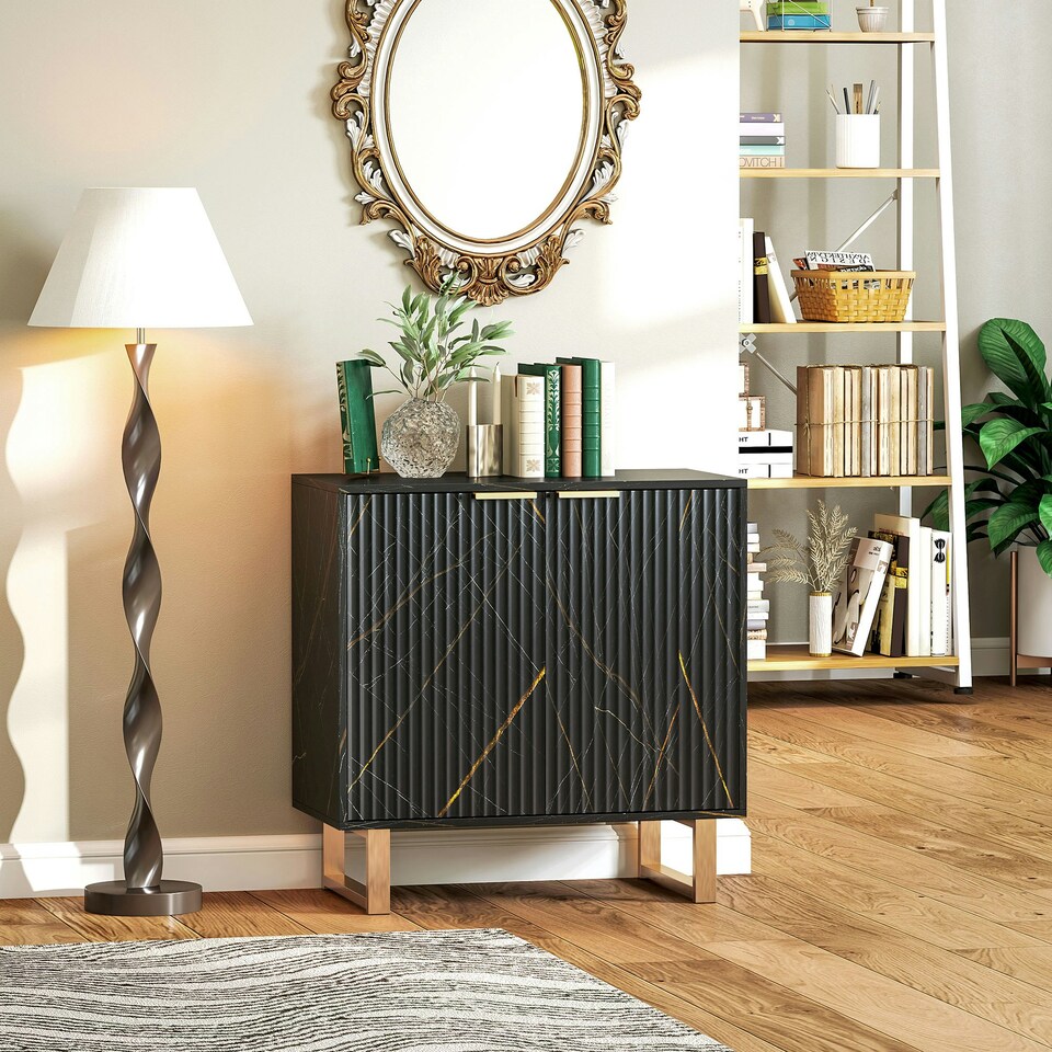 image 1 of HOMCOM Sideboard, Buffet Cabinet with 2 Doors and Adjustable Shelves, Black Black