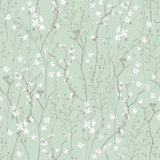 Sample of Summer Meadow Wallpaper in Mint Green Multi