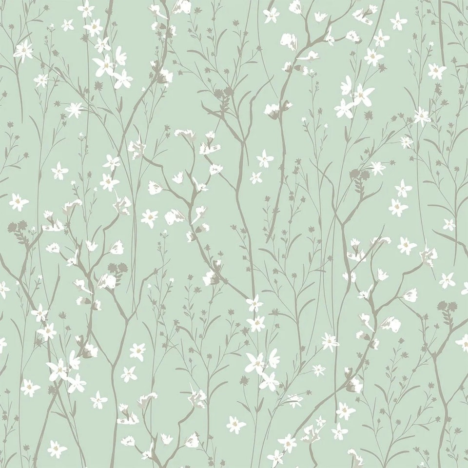 Sample of Summer Meadow Wallpaper in Mint Green Multi