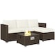 image 1 of Outsunny 4 Seater Rattan Sofa Set with Footstool Thick Cushions Brown Cream
