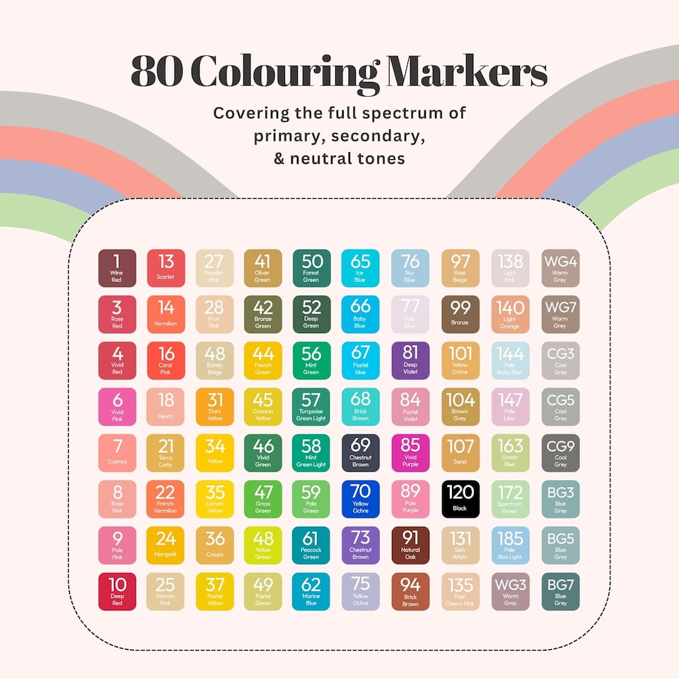 image 1 of Straame Alcohol Markers – Dual-Tip Colouring Pens, (Set of 80)