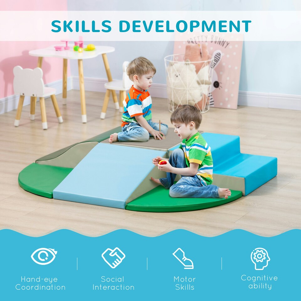 image 1 of HOMCOM 6 Piece Soft Play Equipment for Kids Climb and Crawl, Multicoloured