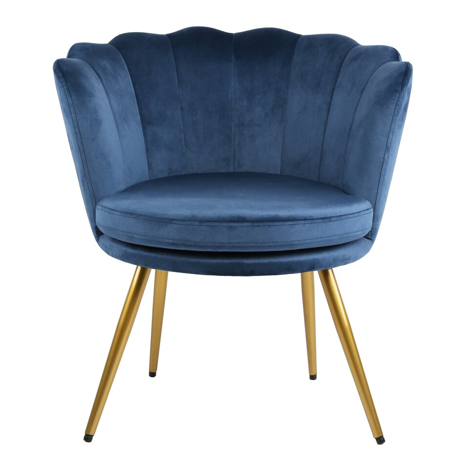 image 1 of FLORA Petal Chair Velvet Upholstered Fabric - Navy Blue | Navy