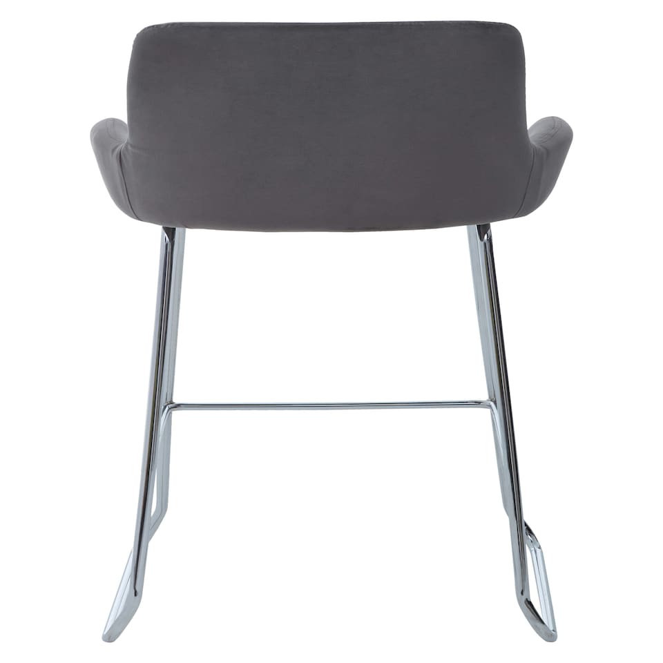image 1 of Tamzin Grey Velvet Bar Chair With Low Arms Grey