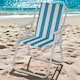 image 5 of Garden Patio Metal Folding Spring Deck Chairs Camping Beach Picnic Outdoor Seats | Black | 4 x White & Blue Stripe