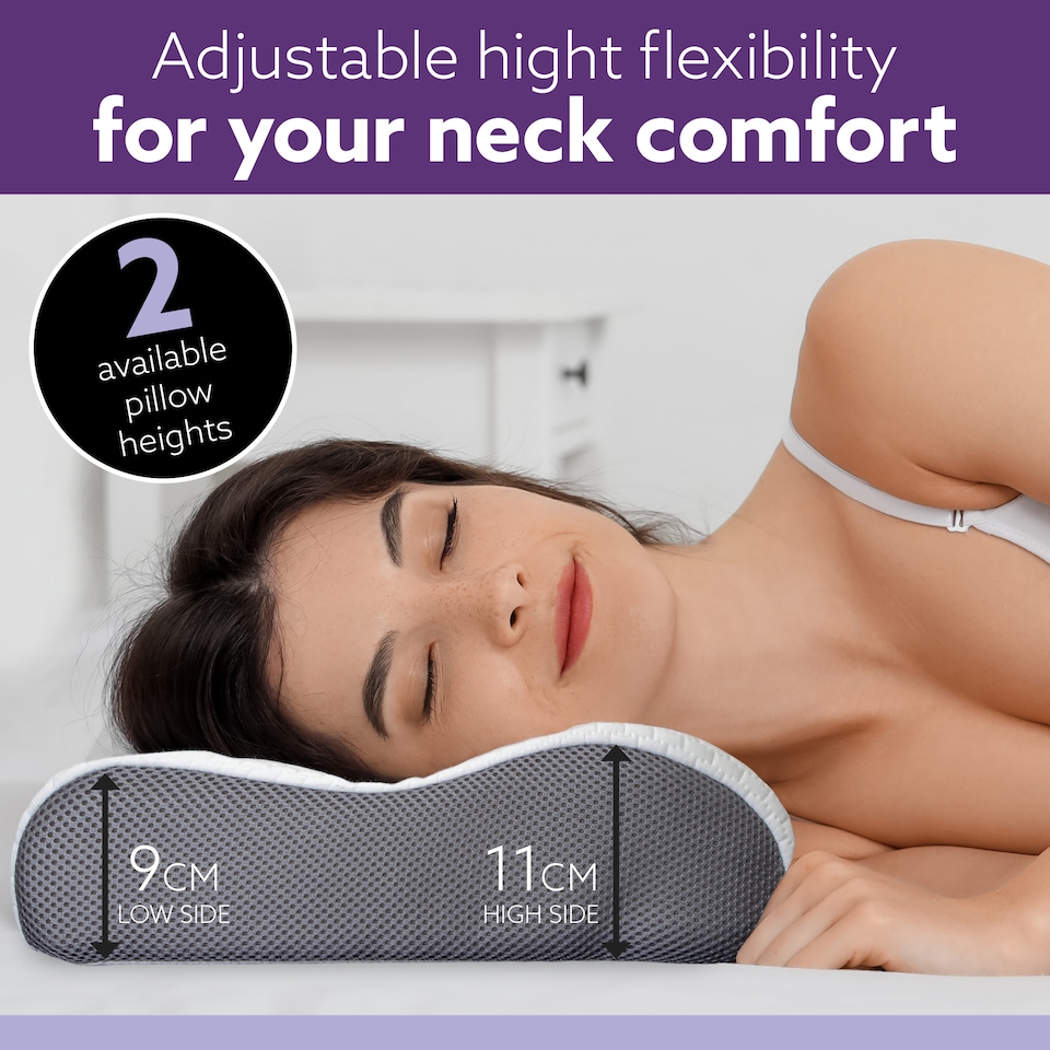 image 1 of Aamira Orthopaedic Memory Foam Pillow Cervical Neck Support for All Sleepers | White | White | Standard | 1