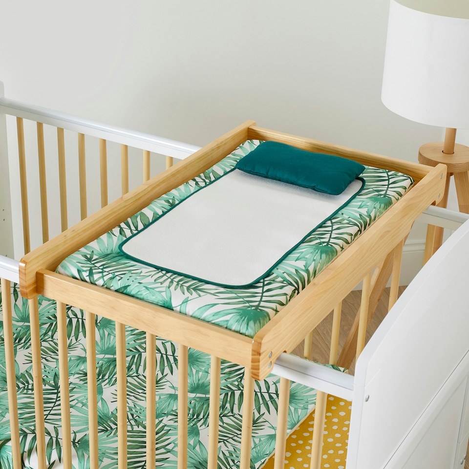 image 1 of Coleby Universal Cot Top Changer - Suitable from Birth to 12 Months, Fits Most Cots, Simple Velcro Installation, Smooth Wipe-Clean Surface (Pine)