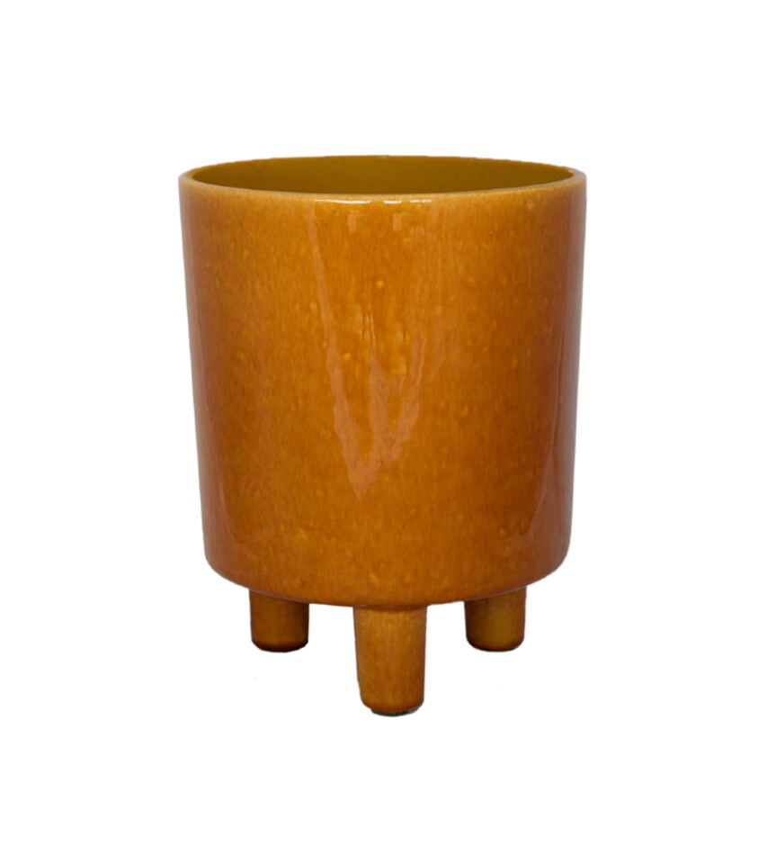 image 1 of Pisa Planter - Ceramic - L20 x W20 x H24 cm - Mustard | Brown