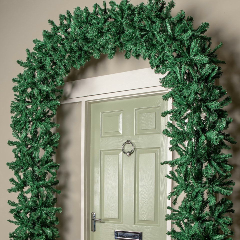 image 1 of 8ft (2.50m) Double Door Artificial Christmas Tree Arch in Green with 1296 Tips