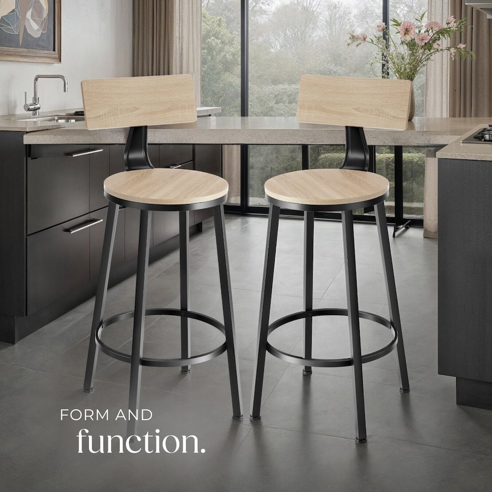 image 1 of 2 Bar stools Poole | Brown | industrial wood light, oak Sonoma | 46,50 x 46,50 x 104 cm | 2