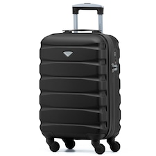 Flight Knight Cabin Suitcase 55x35x20cm, Lightweight Carry On Bag - Over 100 Airlines- Ryanair, EasyJet, British Airways - Hand Luggage, ABS Hard Shell TSA Lock | Black | Cabin Bag